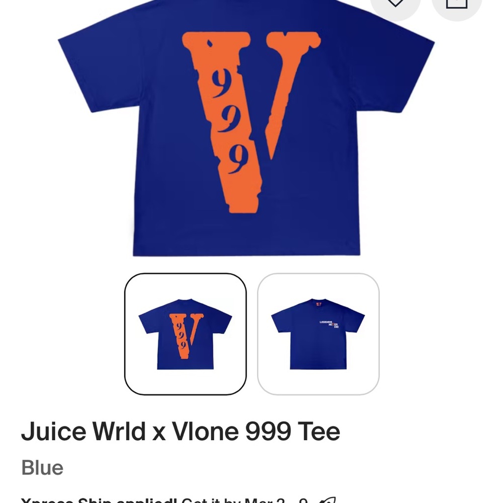 Vlone x Juice World 999 Blue Graphic Tee